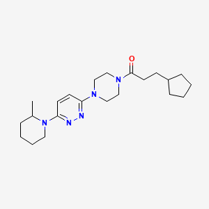molecular formula C22H35N5O B2788295 3-Cyclopentyl-1-(4-(6-(2-methylpiperidin-1-yl)pyridazin-3-yl)piperazin-1-yl)propan-1-one CAS No. 899757-17-6