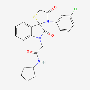 molecular formula C23H22ClN3O3S B2788298 2-(3'-(3-chlorophenyl)-2,4'-dioxospiro[indoline-3,2'-thiazolidin]-1-yl)-N-cyclopentylacetamide CAS No. 894566-07-5