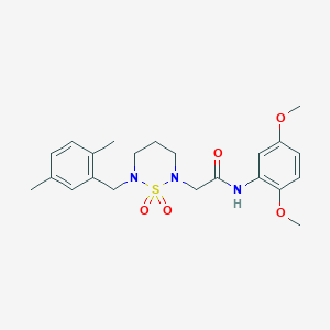 molecular formula C22H29N3O5S B2788305 N-(2,5-dimethoxyphenyl)-2-(6-(2,5-dimethylbenzyl)-1,1-dioxido-1,2,6-thiadiazinan-2-yl)acetamide CAS No. 899993-86-3