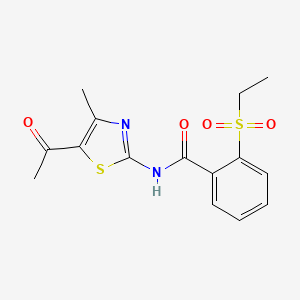molecular formula C15H16N2O4S2 B2788309 N-(5-acetyl-4-methylthiazol-2-yl)-2-(ethylsulfonyl)benzamide CAS No. 898459-03-5