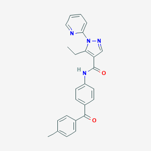 molecular formula C25H22N4O2 B278831 5-ethyl-N-[4-(4-methylbenzoyl)phenyl]-1-(2-pyridinyl)-1H-pyrazole-4-carboxamide 