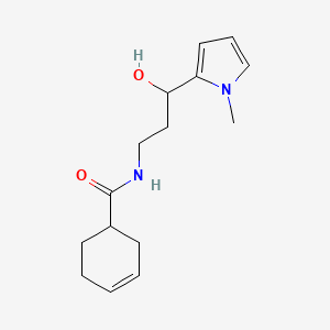 molecular formula C15H22N2O2 B2788319 N-(3-hydroxy-3-(1-methyl-1H-pyrrol-2-yl)propyl)cyclohex-3-enecarboxamide CAS No. 1795358-69-8