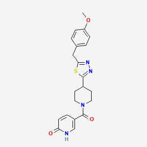 5-(4-(5-(4-methoxybenzyl)-1,3,4-thiadiazol-2-yl)piperidine-1-carbonyl)pyridin-2(1H)-one