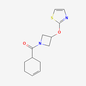 molecular formula C13H16N2O2S B2788327 Cyclohex-3-en-1-yl(3-(thiazol-2-yloxy)azetidin-1-yl)methanone CAS No. 1797741-70-8