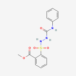 molecular formula C15H15N3O5S B2788331 Methyl 2-{[2-(anilinocarbonyl)hydrazino]sulfonyl}benzenecarboxylate CAS No. 338399-85-2