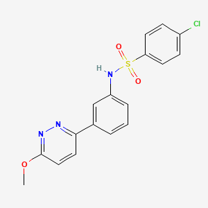 molecular formula C17H14ClN3O3S B2788332 4-chloro-N-[3-(6-methoxypyridazin-3-yl)phenyl]benzenesulfonamide CAS No. 895804-82-7