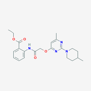 Ethyl 2-[({[6-methyl-2-(4-methylpiperidin-1-yl)pyrimidin-4-yl]oxy}acetyl)amino]benzoate