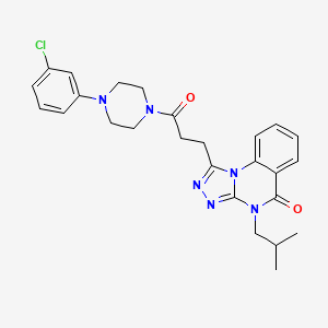 molecular formula C26H29ClN6O2 B2788345 1-{3-[4-(3-chlorophenyl)piperazin-1-yl]-3-oxopropyl}-4-isobutyl[1,2,4]triazolo[4,3-a]quinazolin-5(4H)-one CAS No. 902928-63-6