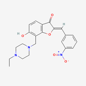 molecular formula C22H23N3O5 B2788347 (Z)-7-((4-ethylpiperazin-1-yl)methyl)-6-hydroxy-2-(3-nitrobenzylidene)benzofuran-3(2H)-one CAS No. 896824-22-9