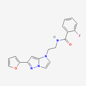 molecular formula C18H15FN4O2 B2788361 2-fluoro-N-(2-(6-(furan-2-yl)-1H-imidazo[1,2-b]pyrazol-1-yl)ethyl)benzamide CAS No. 1798512-99-8