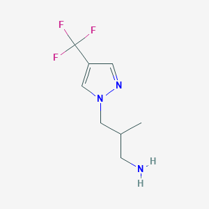 molecular formula C8H12F3N3 B2788364 2-Methyl-3-[4-(trifluoromethyl)pyrazol-1-yl]propan-1-amine CAS No. 1343397-91-0