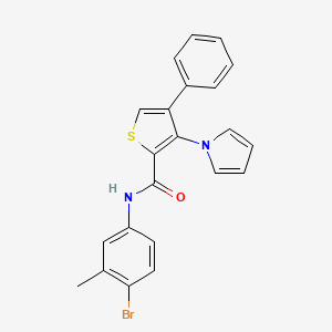 molecular formula C22H17BrN2OS B2788367 N-(4-bromo-3-methylphenyl)-4-phenyl-3-(1H-pyrrol-1-yl)thiophene-2-carboxamide CAS No. 1291842-15-3