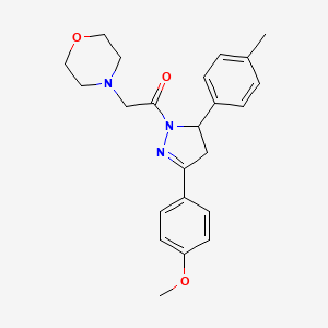 molecular formula C23H27N3O3 B2788368 1-(3-(4-methoxyphenyl)-5-(p-tolyl)-4,5-dihydro-1H-pyrazol-1-yl)-2-morpholinoethanone CAS No. 384365-60-0