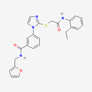 molecular formula C25H24N4O3S B2788372 3-(2-((2-((2-ethylphenyl)amino)-2-oxoethyl)thio)-1H-imidazol-1-yl)-N-(furan-2-ylmethyl)benzamide CAS No. 1115440-53-3