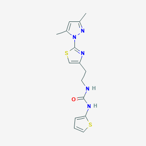 molecular formula C15H17N5OS2 B2788376 1-(2-(2-(3,5-dimethyl-1H-pyrazol-1-yl)thiazol-4-yl)ethyl)-3-(thiophen-2-yl)urea CAS No. 1421463-69-5