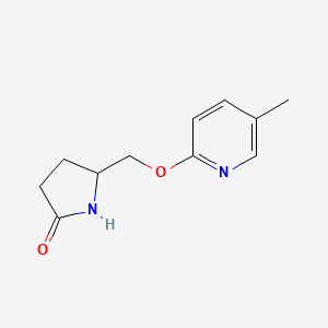molecular formula C11H14N2O2 B2788379 5-{[(5-Methylpyridin-2-yl)oxy]methyl}pyrrolidin-2-one CAS No. 2189434-78-2