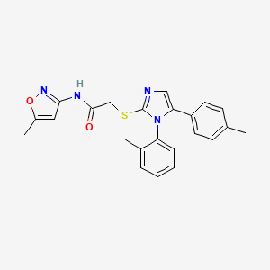 molecular formula C23H22N4O2S B2788383 N-(5-methylisoxazol-3-yl)-2-((1-(o-tolyl)-5-(p-tolyl)-1H-imidazol-2-yl)thio)acetamide CAS No. 1206998-64-2