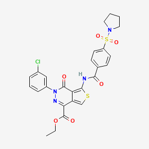 Ethyl 3-(3-chlorophenyl)-4-oxo-5-(4-(pyrrolidin-1-ylsulfonyl)benzamido)-3,4-dihydrothieno[3,4-d]pyridazine-1-carboxylate