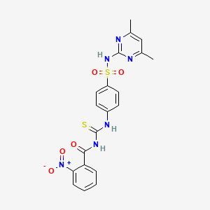molecular formula C20H18N6O5S2 B2788391 N-({4-[(4,6-dimethylpyrimidin-2-yl)sulfamoyl]phenyl}carbamothioyl)-2-nitrobenzamide CAS No. 642949-75-5