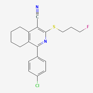 molecular formula C19H18ClFN2S B2788393 1-(4-Chlorophenyl)-3-[(3-fluoropropyl)sulfanyl]-5,6,7,8-tetrahydro-4-isoquinolinecarbonitrile CAS No. 691868-87-8