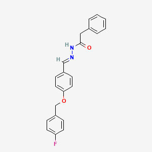molecular formula C22H19FN2O2 B2788396 N'-((E)-{4-[(4-fluorobenzyl)oxy]phenyl}methylidene)-2-phenylacetohydrazide CAS No. 331461-71-3