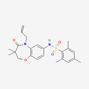 molecular formula C23H28N2O4S B2788397 N-(5-allyl-3,3-dimethyl-4-oxo-2,3,4,5-tetrahydrobenzo[b][1,4]oxazepin-7-yl)-2,4,6-trimethylbenzenesulfonamide CAS No. 922077-86-9