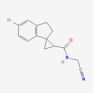 molecular formula C14H13BrN2O B2788401 5'-bromo-N-(cyanomethyl)-2',3'-dihydrospiro[cyclopropane-1,1'-indene]-2-carboxamide CAS No. 2093627-31-5