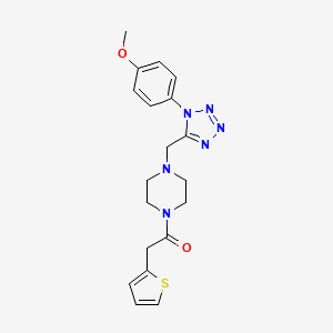 molecular formula C19H22N6O2S B2788413 1-(4-((1-(4-methoxyphenyl)-1H-tetrazol-5-yl)methyl)piperazin-1-yl)-2-(thiophen-2-yl)ethanone CAS No. 1040678-91-8