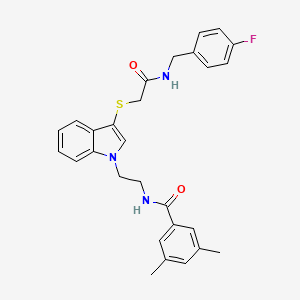 N-(2-(3-((2-((4-fluorobenzyl)amino)-2-oxoethyl)thio)-1H-indol-1-yl)ethyl)-3,5-dimethylbenzamide