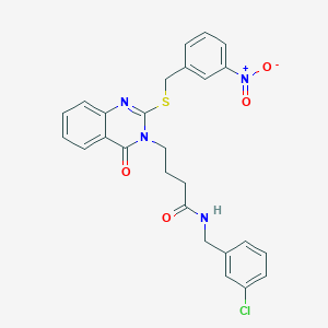 molecular formula C26H23ClN4O4S B2788419 N-(3-chlorobenzyl)-4-(2-((3-nitrobenzyl)thio)-4-oxoquinazolin-3(4H)-yl)butanamide CAS No. 451464-80-5