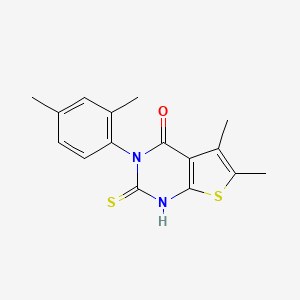 molecular formula C16H16N2OS2 B2788421 3-(2,4-dimethylphenyl)-5,6-dimethyl-2-sulfanyl-3H,4H-thieno[2,3-d]pyrimidin-4-one CAS No. 565198-73-4