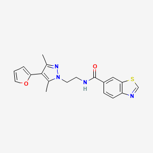 molecular formula C19H18N4O2S B2788423 N-(2-(4-(furan-2-yl)-3,5-dimethyl-1H-pyrazol-1-yl)ethyl)benzo[d]thiazole-6-carboxamide CAS No. 2034328-68-0
