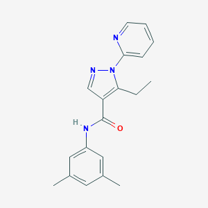 molecular formula C19H20N4O B278843 N-(3,5-dimethylphenyl)-5-ethyl-1-(2-pyridinyl)-1H-pyrazole-4-carboxamide 