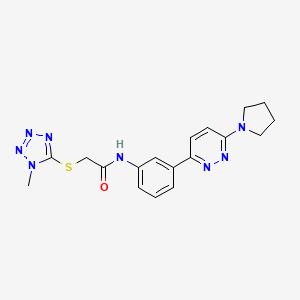 molecular formula C18H20N8OS B2788431 2-((1-methyl-1H-tetrazol-5-yl)thio)-N-(3-(6-(pyrrolidin-1-yl)pyridazin-3-yl)phenyl)acetamide CAS No. 1207040-75-2