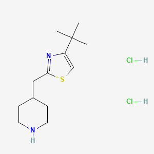 molecular formula C13H24Cl2N2S B2788433 4-[(4-Tert-butyl-1,3-thiazol-2-yl)methyl]piperidine dihydrochloride CAS No. 1955548-70-5