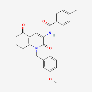 molecular formula C25H24N2O4 B2788439 N-[1-(3-methoxybenzyl)-2,5-dioxo-1,2,5,6,7,8-hexahydro-3-quinolinyl]-4-methylbenzenecarboxamide CAS No. 477864-86-1