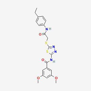 molecular formula C21H22N4O4S2 B2788440 N-(5-((2-((4-ethylphenyl)amino)-2-oxoethyl)thio)-1,3,4-thiadiazol-2-yl)-3,5-dimethoxybenzamide CAS No. 868976-46-9