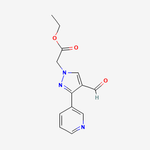 molecular formula C13H13N3O3 B2788443 Ethyl 2-(4-formyl-3-(pyridin-3-yl)-1H-pyrazol-1-yl)acetate CAS No. 2095410-19-6