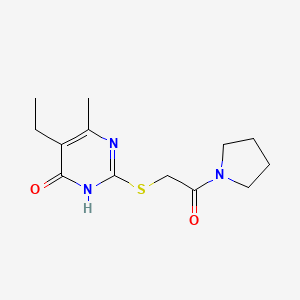 molecular formula C13H19N3O2S B2788446 5-ethyl-6-methyl-2-((2-oxo-2-(pyrrolidin-1-yl)ethyl)thio)pyrimidin-4(3H)-one CAS No. 552309-25-8