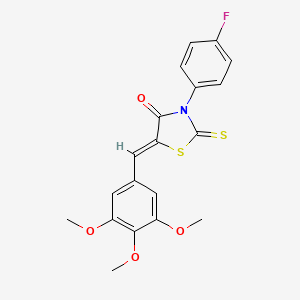 molecular formula C19H16FNO4S2 B2788450 (Z)-3-(4-fluorophenyl)-2-thioxo-5-(3,4,5-trimethoxybenzylidene)thiazolidin-4-one CAS No. 300827-45-6
