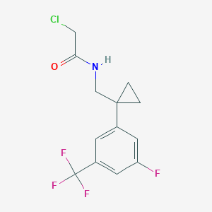 molecular formula C13H12ClF4NO B2788451 2-Chloro-N-[[1-[3-fluoro-5-(trifluoromethyl)phenyl]cyclopropyl]methyl]acetamide CAS No. 2411299-18-6