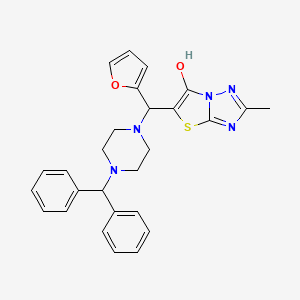 molecular formula C27H27N5O2S B2788454 5-((4-Benzhydrylpiperazin-1-yl)(furan-2-yl)methyl)-2-methylthiazolo[3,2-b][1,2,4]triazol-6-ol CAS No. 851970-04-2