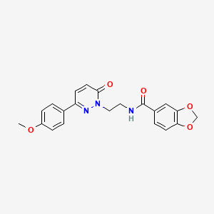 molecular formula C21H19N3O5 B2788456 N-(2-(3-(4-methoxyphenyl)-6-oxopyridazin-1(6H)-yl)ethyl)benzo[d][1,3]dioxole-5-carboxamide CAS No. 921529-10-4