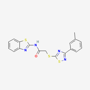 molecular formula C18H14N4OS3 B2788457 N-(benzo[d]thiazol-2-yl)-2-((3-(m-tolyl)-1,2,4-thiadiazol-5-yl)thio)acetamide CAS No. 864918-23-0