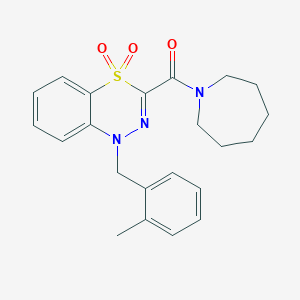 molecular formula C22H25N3O3S B2788459 3-(1-azepanylcarbonyl)-1-(2-methylbenzyl)-4lambda~6~,1,2-benzothiadiazine-4,4(1H)-dione CAS No. 1251623-53-6