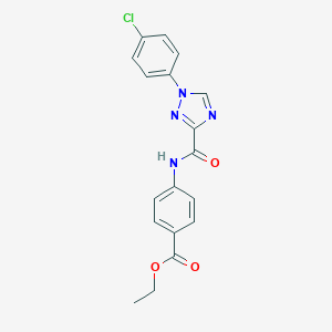 molecular formula C18H15ClN4O3 B278846 ethyl 4-({[1-(4-chlorophenyl)-1H-1,2,4-triazol-3-yl]carbonyl}amino)benzoate 