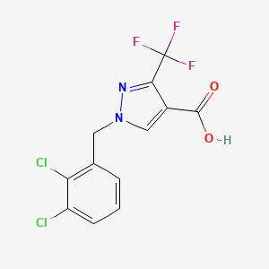 molecular formula C12H7Cl2F3N2O2 B2788463 1-(2,3-Dichlorobenzyl)-3-(trifluoromethyl)-1H-pyrazole-4-carboxylic acid CAS No. 1946822-32-7