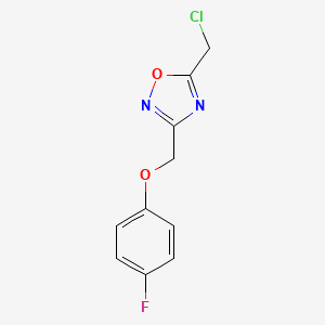 molecular formula C10H8ClFN2O2 B2788466 5-(Chloromethyl)-3-(4-fluorophenoxymethyl)-1,2,4-oxadiazole CAS No. 929975-09-7