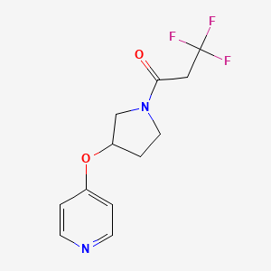 molecular formula C12H13F3N2O2 B2788469 3,3,3-Trifluoro-1-(3-(pyridin-4-yloxy)pyrrolidin-1-yl)propan-1-one CAS No. 2034432-12-5