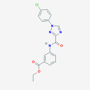 molecular formula C18H15ClN4O3 B278847 ethyl 3-({[1-(4-chlorophenyl)-1H-1,2,4-triazol-3-yl]carbonyl}amino)benzoate 